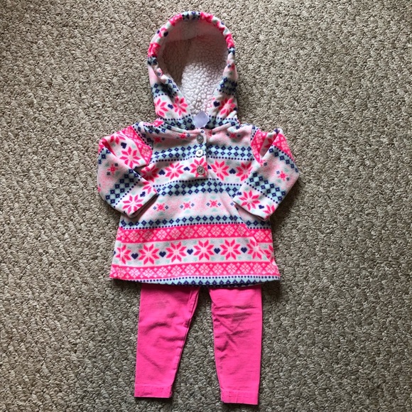Carters Fairisle Hooded-Fleece & Pink Leggings - Picture 1 of 4
